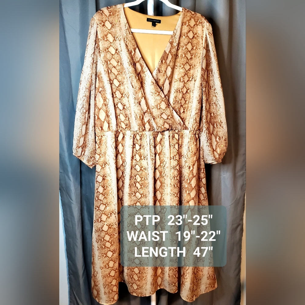 Lane Bryant Surplice Gold Midi Dress - Picture 13 of 13